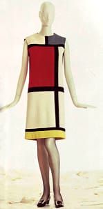 Модел на Ив Сен Лоран, вдъхновен от Пит Мондриан, колекция есен-зима 1965 – 1966