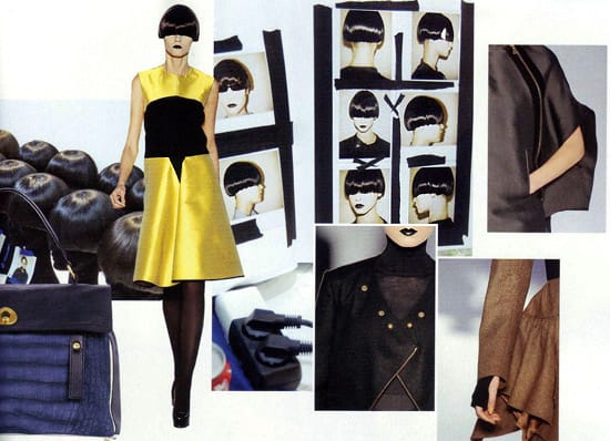 Колаж с предложения на Стефано Пилати за „Ив Сен Лоран”, есен-зима 2008 – 2009