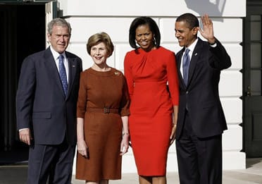 Лора и Джордж Буш, Мишел и Барак Обама